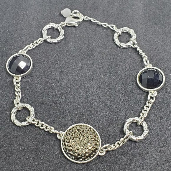 Avon Jewelry - Vintage Avon NR Hematite Black Stones Silver Twist Chain Bracelet
